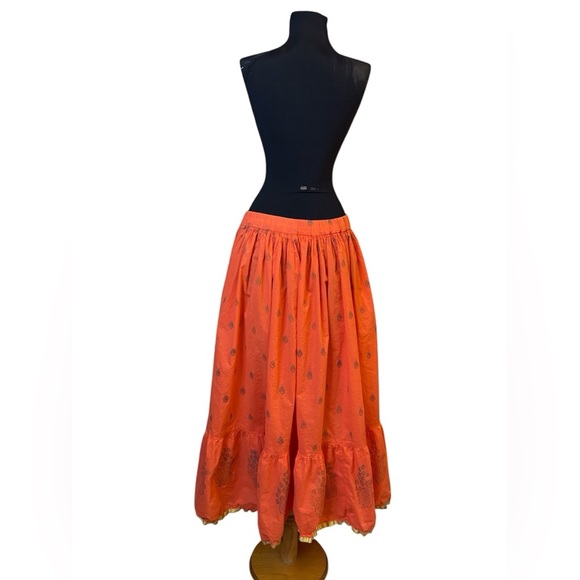 Vintage Orange Maxi Ruffled Circle Skirt - Picture 5 of 10